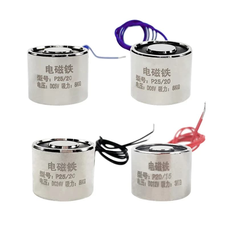1PCS P25/20 Electromagnet Suction 8KG 80N 25*20 Cylinder Electric Magnet 5V 6V 12V 24V DC