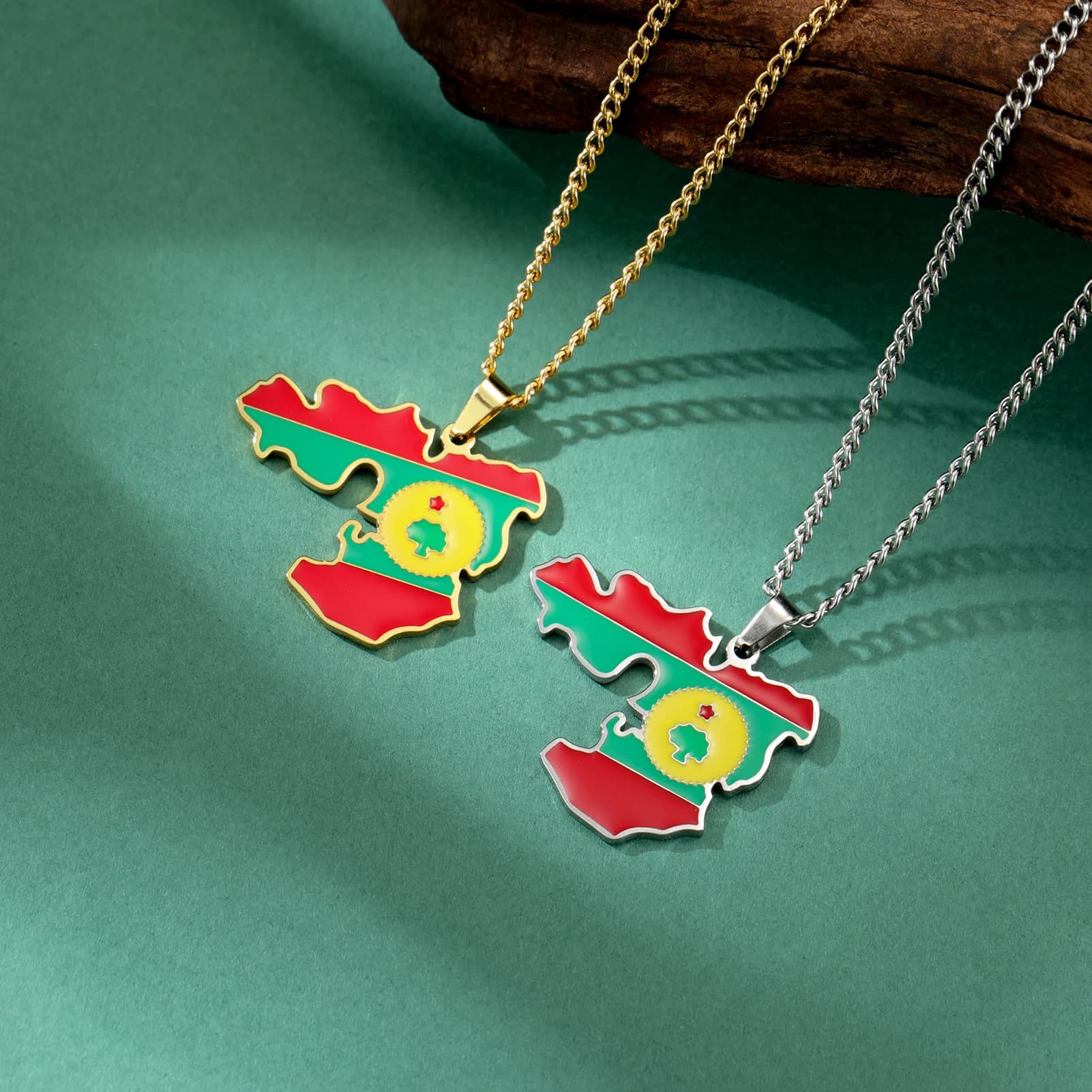 Amaxer Trendy Personalized Oromia Map & Flag Continent Outline Necklaces Charm Fashion Ethnic Choker Jewelry