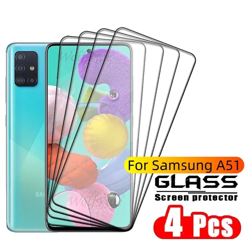4PCS Full Cover Glass For Samsung A51 Glass Samsung Galaxy A51 Tempered Glass HD 9H Full Cover Screen Protector Samsung A51 A 51