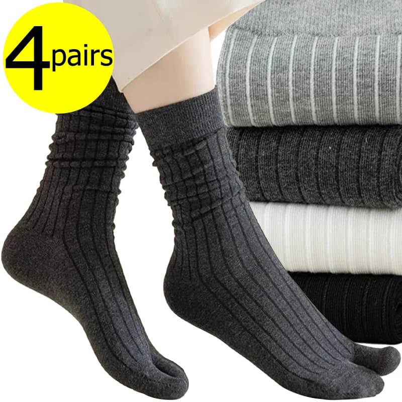 Y2K Simple Two Toed Sock Vertical Stripe Middle Tube Split Toe Socks Spring Autumn Multi Color Wear Resistant Elastic Hosiery