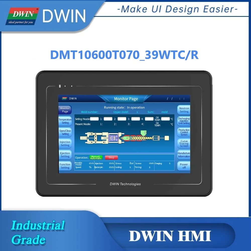DWIN HMI 7.0-inch 1024*600 Pixels IPS Capacitive Touch LCD Module with Shell RS232, RS485, CAN and Ethernet Available