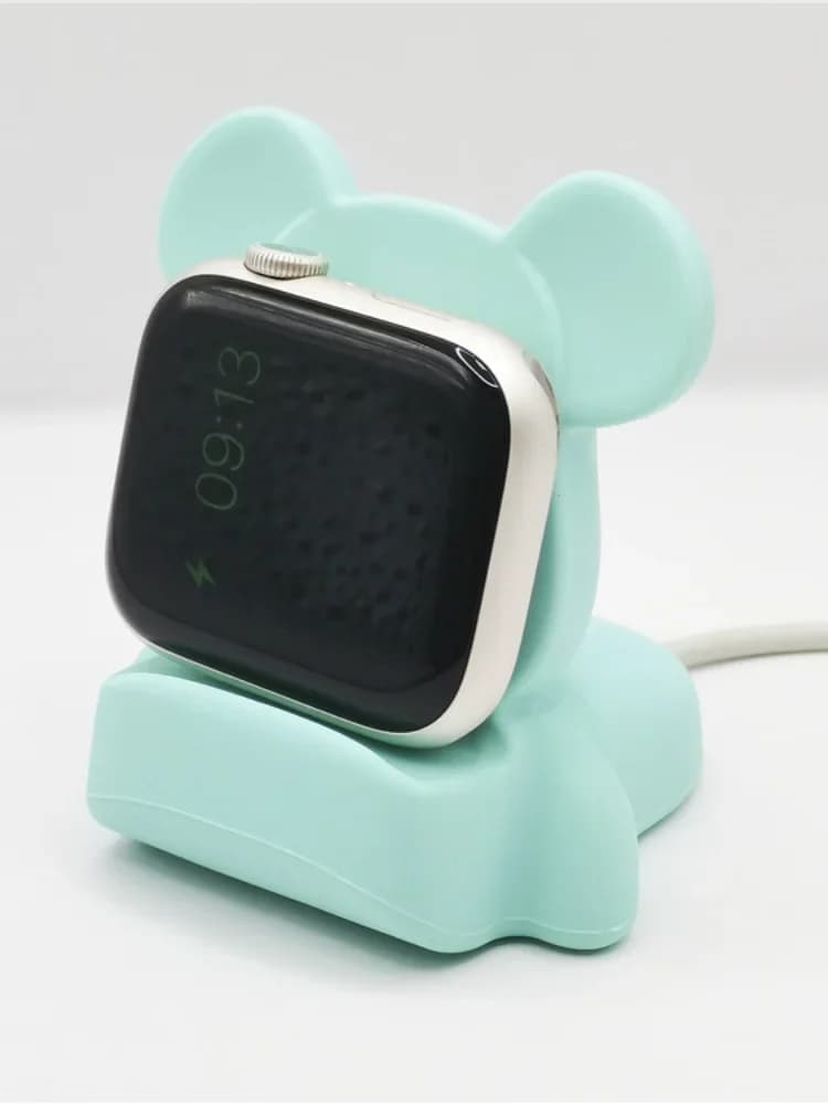 Cute Bear Charger Stand For iWatch 8 7 6 Silicone Holder For Airpods Desktop Cartoon Base Station Dock For Apple Watch