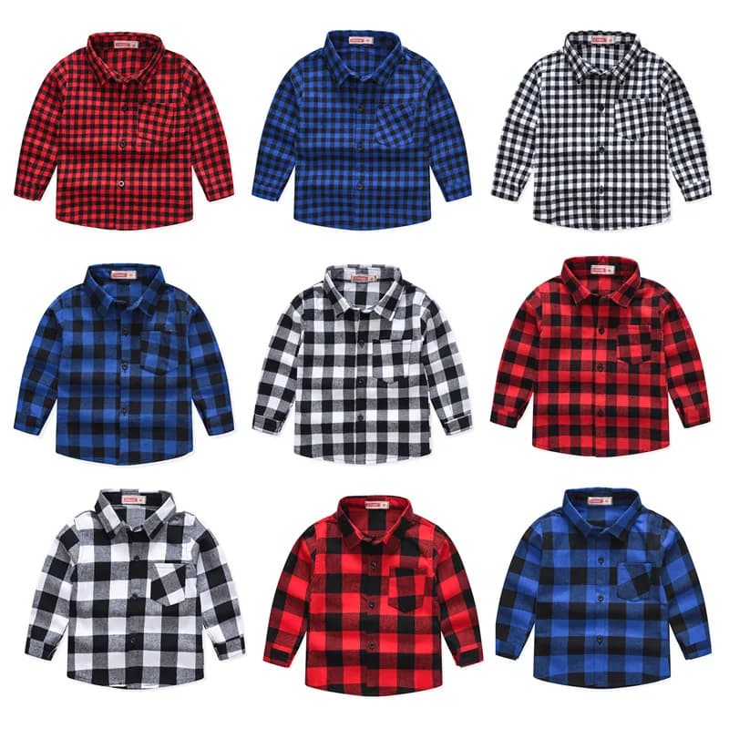 2025 New Toddler Boys Shirts Spring Autumn Kids British Style Long-sleeved Shirts Cotton Plaid Print Shirts Children's Clothing