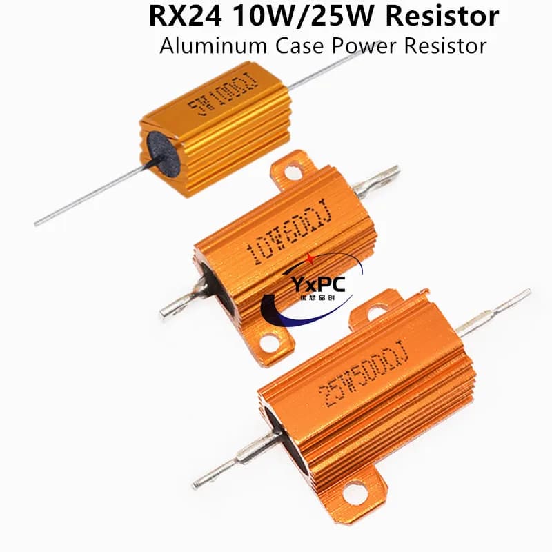 1PCS 10W 25W Aluminum Power Metal Shell Case Wirewound Resistor 0.01 ~ 30K 1 2 3 5 6 8 10 20 100 150 1K 10K ohm Igmopnrq RX24 5W