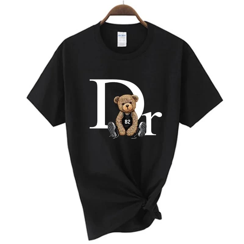 Fashion Luxury Brand Cute Bear Print Women T-shirt  Tshirt Summer Graphic Fashion Female T Shirts Woman Clothing Free Shipping
