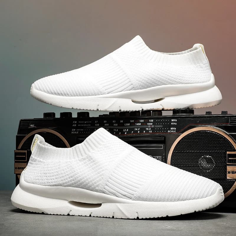 Women Men Sneakers Summer Breathable Casual Shoes Men Running Shoes Gym Low Top Mesh Slip on Solid Soft Sole Plus Size 36-45