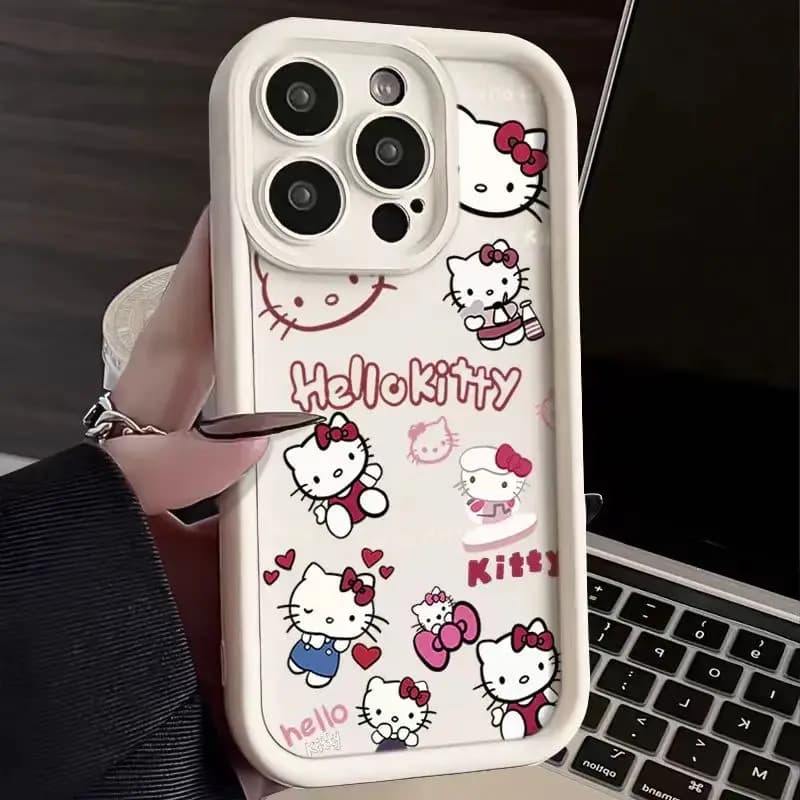 Hello Kitty Sanrio girls Anime Phone Case For iPhone 15 14 13 12 11 Pro Max Xr X 14 Plus Case Cute cartoon Shockproof Soft Cover