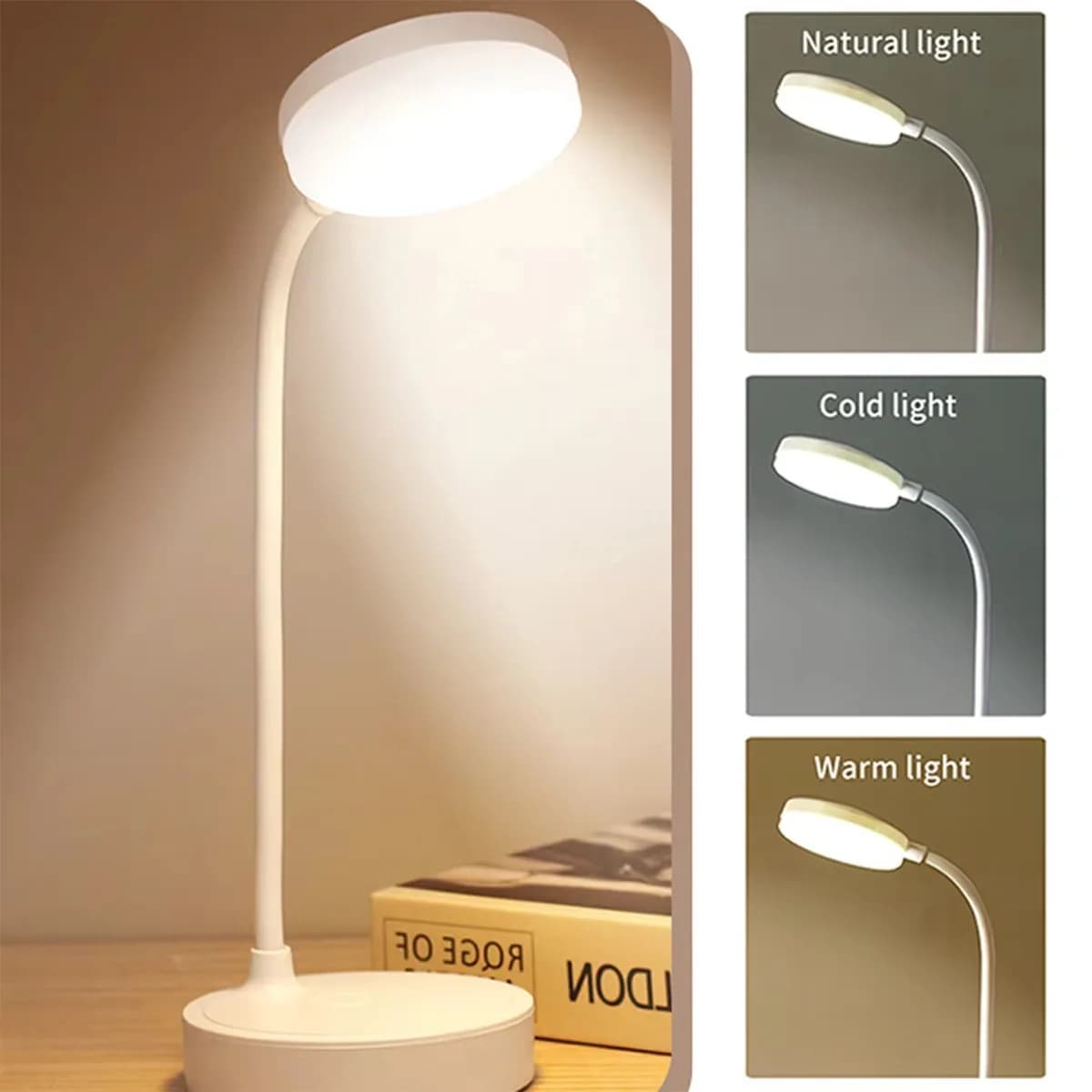 Portable LED Desk Lamp USB Plug in Table Light Support 3 Color Stepless Dimming Eye Protection Bedroom Bedside Lamp