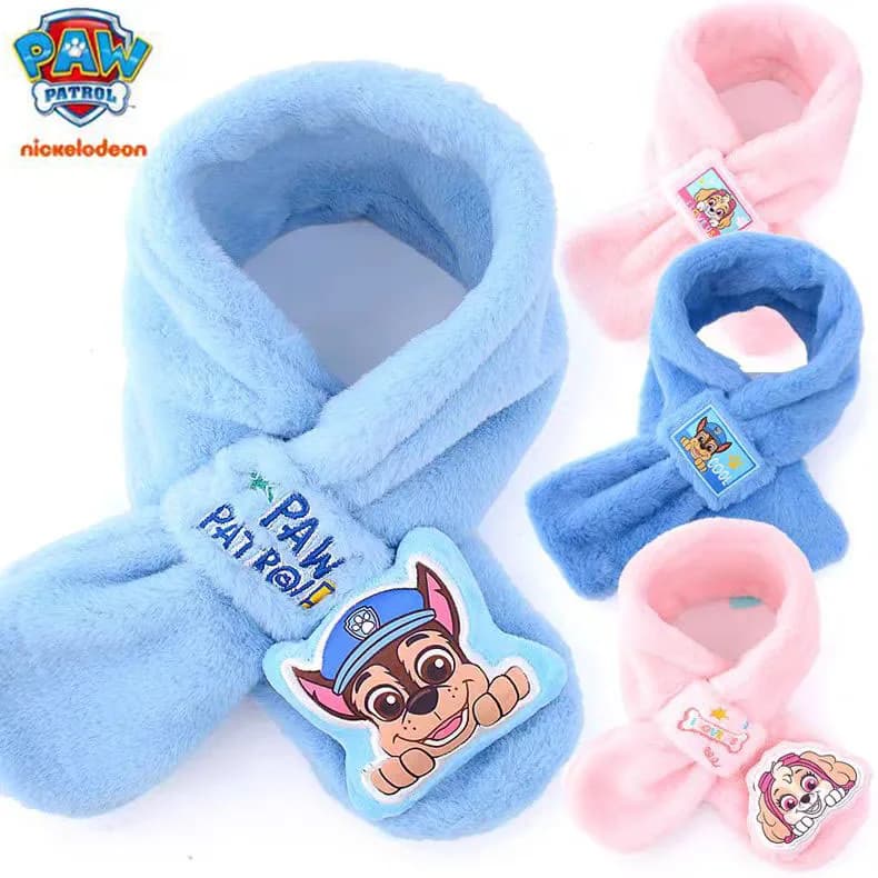 100% Genuine Paw Patrol Thicken Cross Collar Scarf Kids Girls Glove Warm Winter Muffler Fur Plush Cute Shawl Scarfs High quality