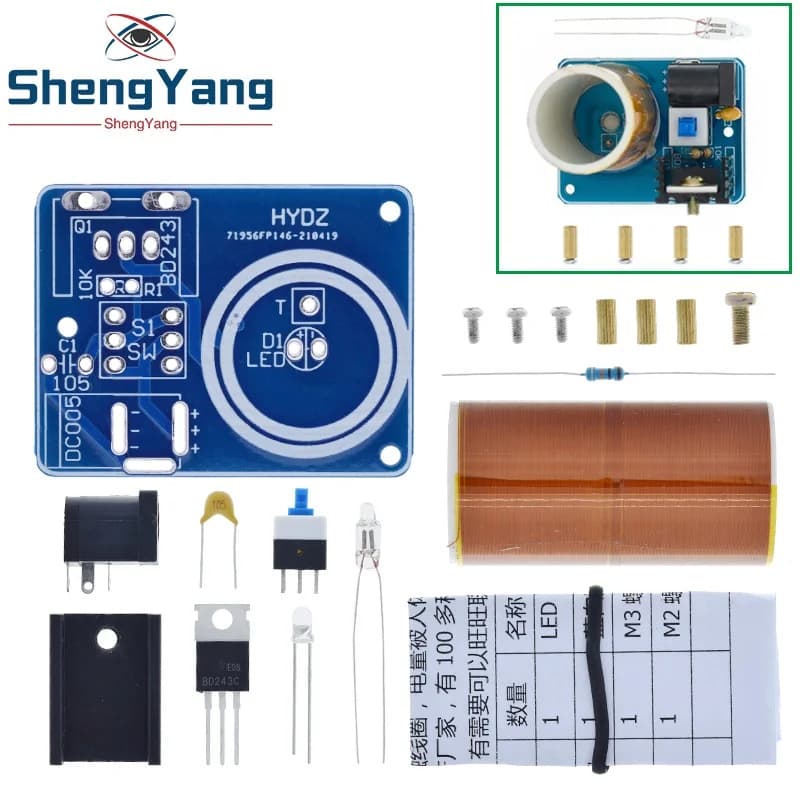 TZT BD243 Mini Tesla Coil Kit Magic Props DIY Parts Empty Lights Technology Diy Electronics BD243C DIY Mini Tesla Coil Module