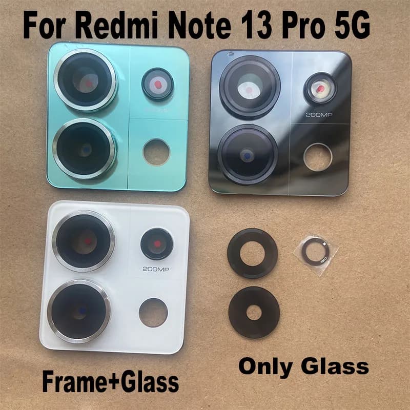 New For Xiaomi Redmi Note 13 Pro 5G Back Camera Lens Glass Rear Camera With Frame Glue Sticker Adhesive Replacement