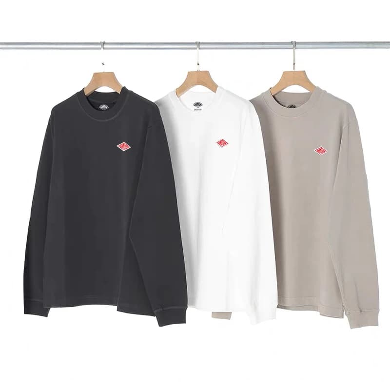 Autumn Exported to Japan style Classic fashion Solid Simple Loose Long sleeve Cotton T-shirt Top Man Small Icon Embroidery Tees