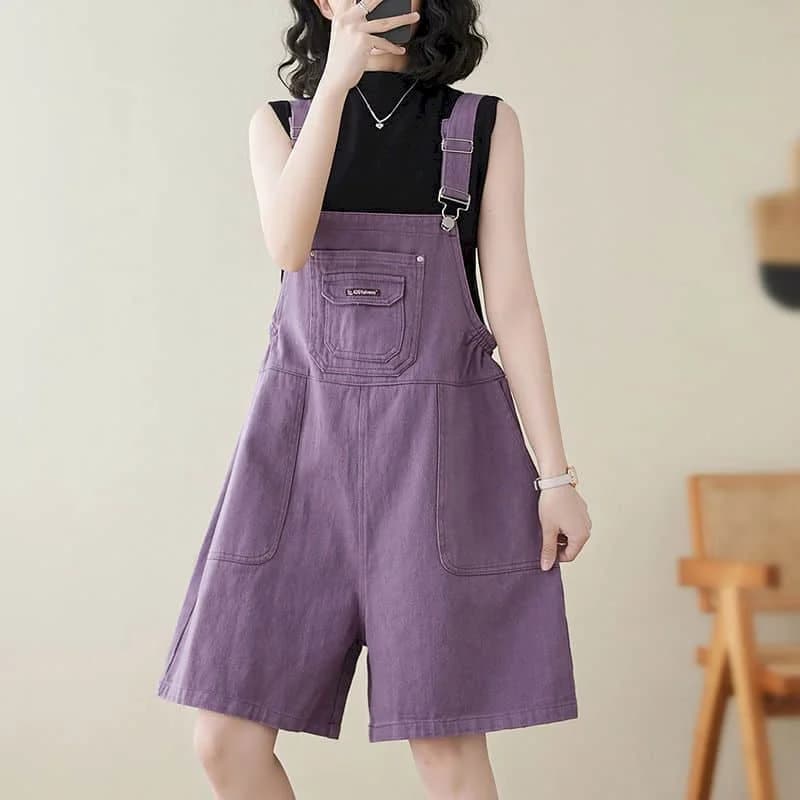 Denim Jumpsuits for Women Vintage Korean Style One Piece Outfit Casual Loose Rompers Wide Leg Jeans Summer New Women Clothing