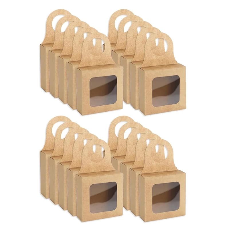 50 Pcs Wine Accessory Sets Wine Candy Boxes With Window Foldable For Christmas Wedding Party