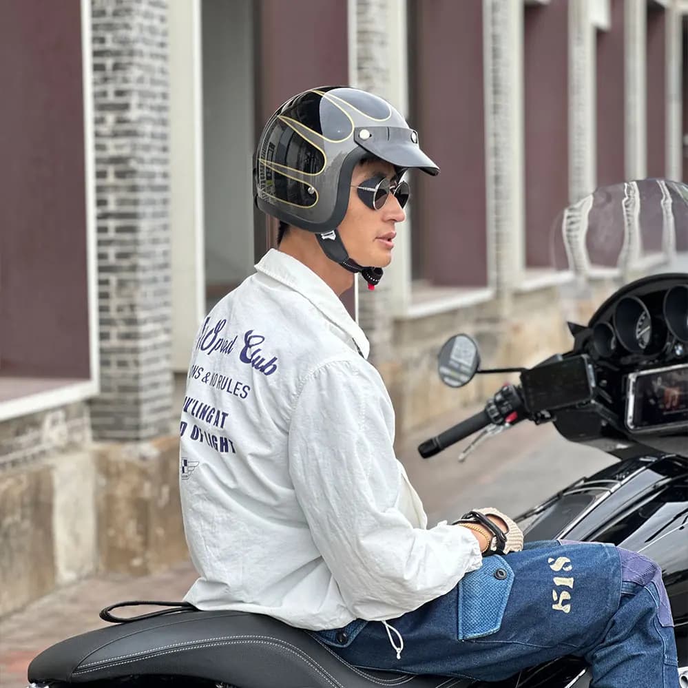 TT&COCASCOS Motorcycle Helmet Fiberglass Lightweight Retro Vintage 3/4 Open Face Motorbike Scooter Helmet DOT ECE Capacetes Kask