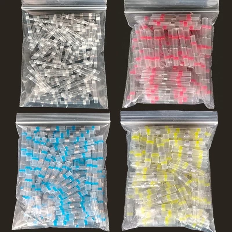 100/200PCS Heat Shrink Connectors Sleeve Tube Terminals Electrical Butt Splice Wire Connector Splice Solder Insulated Cable