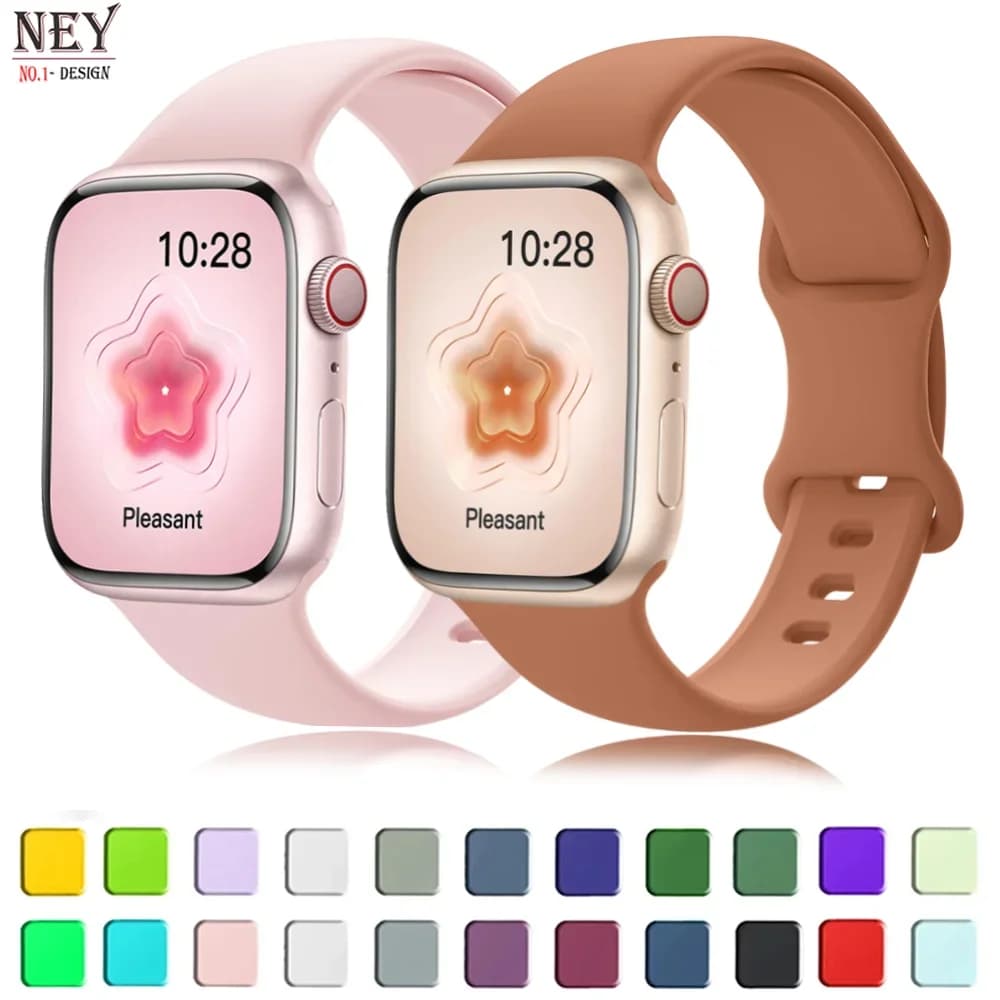 Silicone Straps For Apple Watch Band 44mm 40mm 45mm 41mm original 1:1 bracelet sport bands series 8 7 se 3 4 5 6 9 ultra 2 49mm