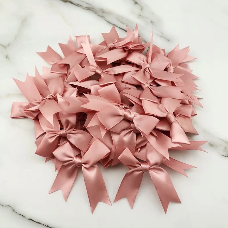 (50pcs) 1 inch fresh pink ribbon bows Polyester Satin Bow Flower DIY Craft Decoration