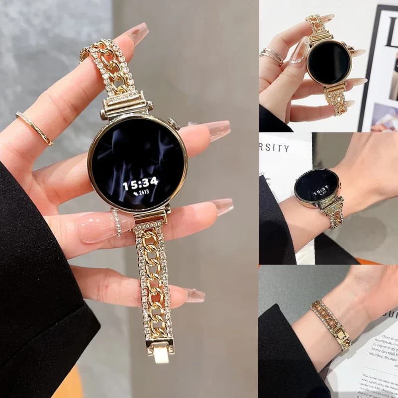 Diamond Metal Strap for Huawei Watch GT4 41 46mm Luxury Link Bracelet for Huawei Watch Fit 3 Smartwatch Wristband 18mm 20mm 22mm