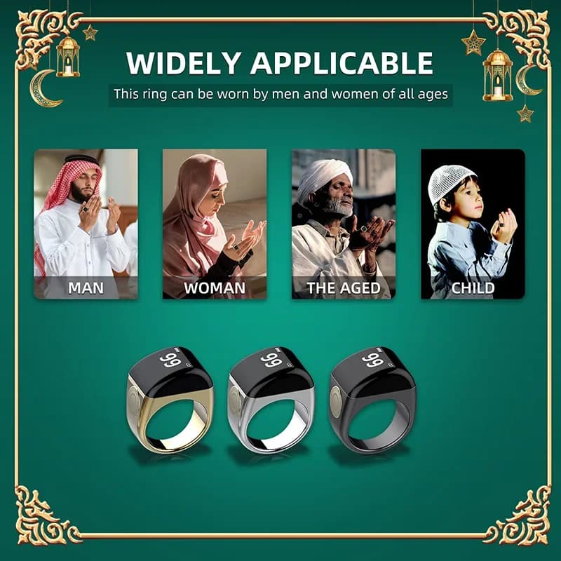 Arabic Digital Gift Smart Tasbeeh Tasbih Ring Tally Counter Muslim Gift Azan Alarm Qibla Tasbeeh