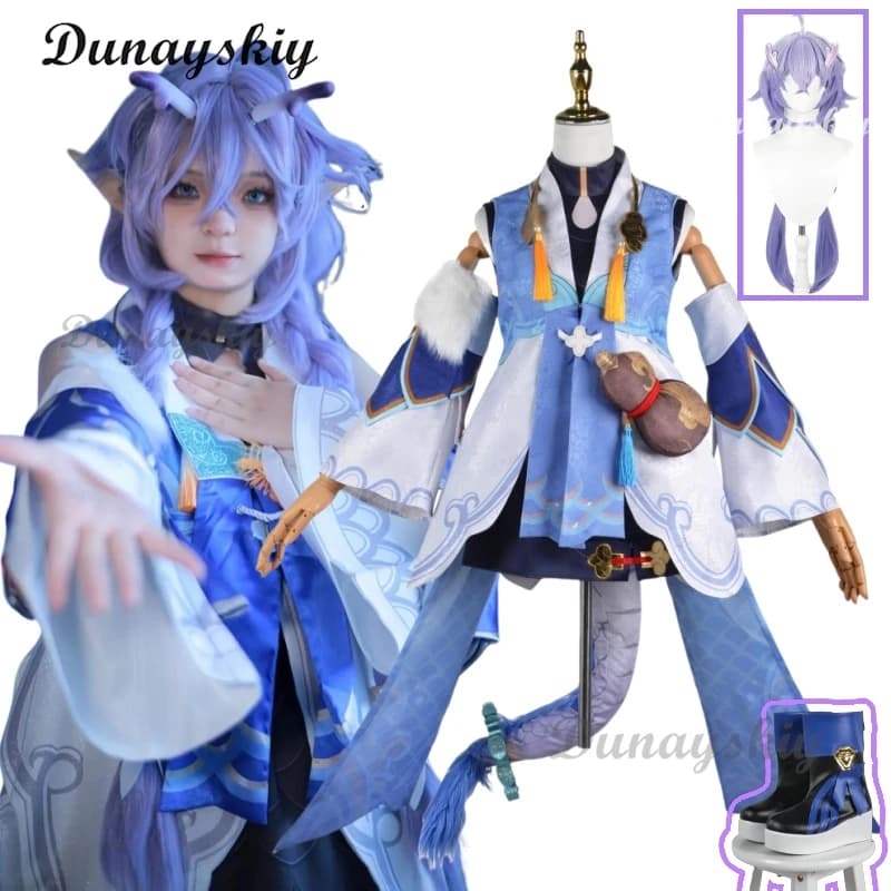 Game Honkai: Star Rail Cosplay Bailu Cosplay Women Cosplay Costume Tails Bailu Wig Cosplay Bailu Shoes Christmas Customized