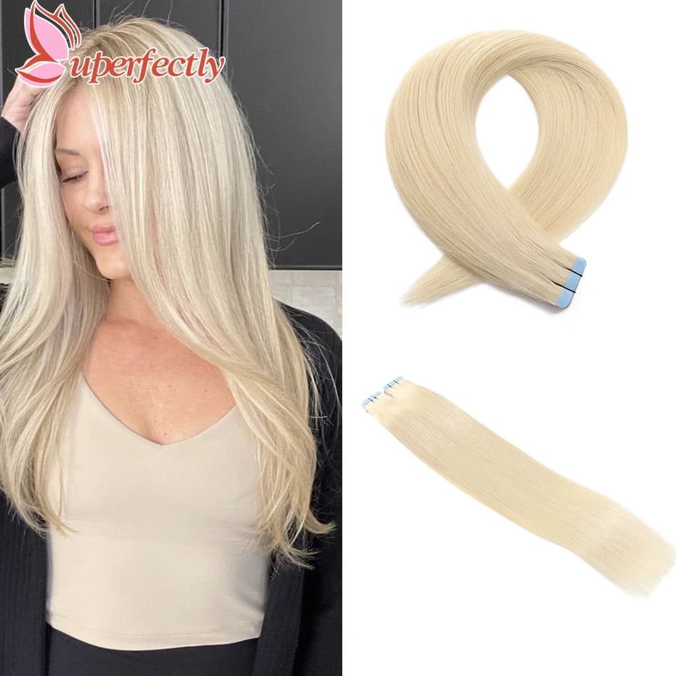 Uperfectly Straight Tape In Human Hair Extension Seamless Skin Weft 12"-26" Tape In Hair Extension Full End 2.5g/pc