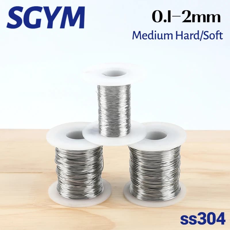 100m 304 Stainless Steel Strand Medium Hard fine Wire Soft Single Wire 0.1/0.2/0.3/0.4/0.5/0.6/0.7/0.8/1/1.5/2mm