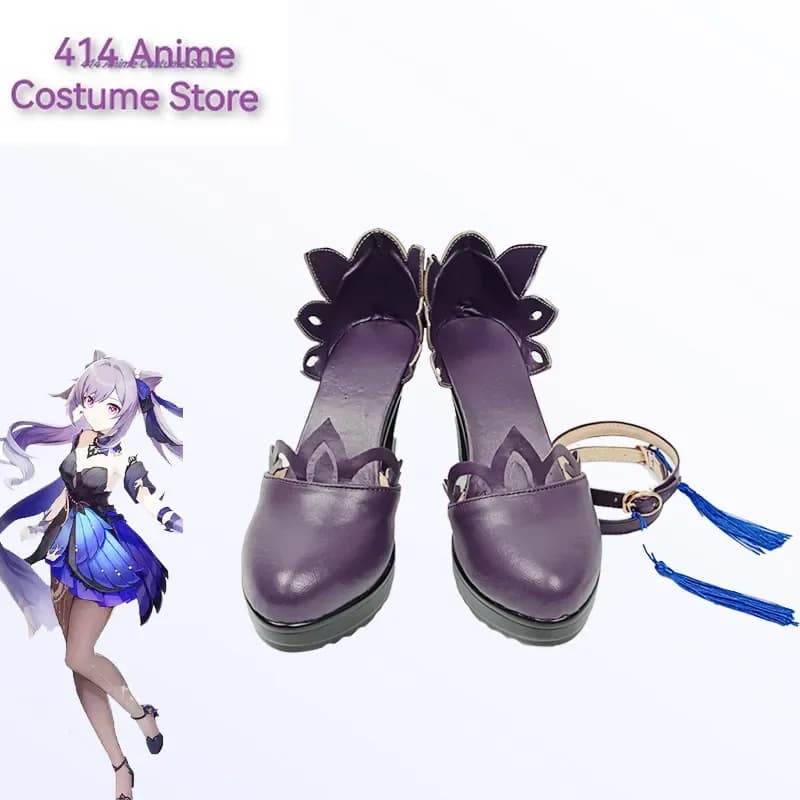 New Game Genshin Impact Keqing Cosplay Shoes Halloween Carnival  Party Boots Women Made Halloween Custom