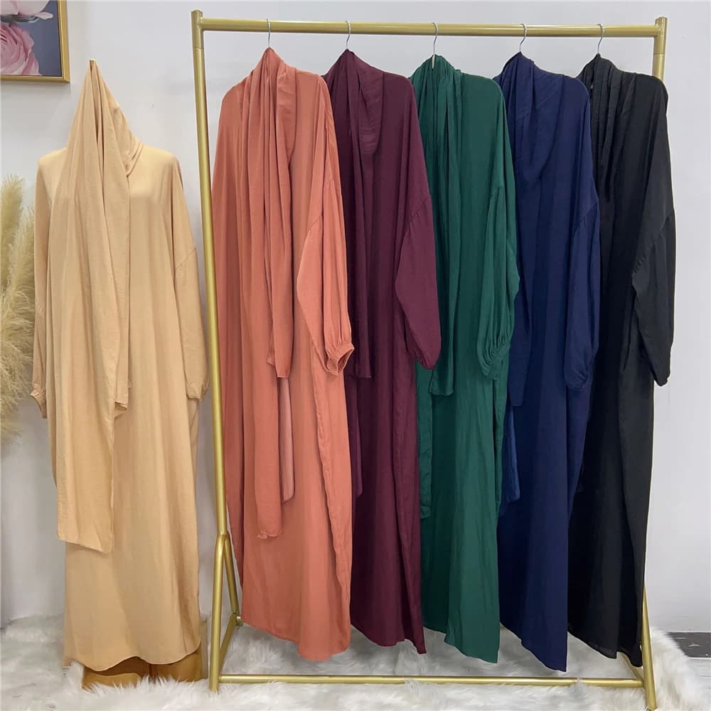 Modest Hooded Hijab Dress Women Muslim Prayer Garment One Piece Abaya Robe Scarf Eid Mubarak Djellaba Islam Clothing Robe Caftan