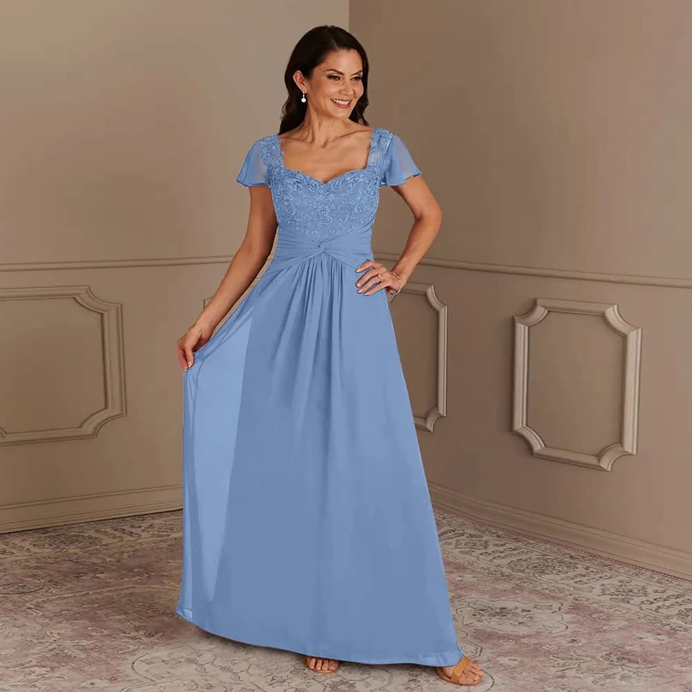 Beach Chiffon Mother of Bride Dresses with Lace 2024 Summer Strapless Wedding Party Dresses Zipper Back Robe De Soirée New
