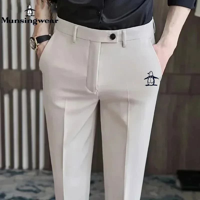 Spring Men Golf Trousers Slim-fit Drape Golf Pants Men Business Casual Slim-fit Elastic Skinny Golf Clothing Sports Ninth Pant