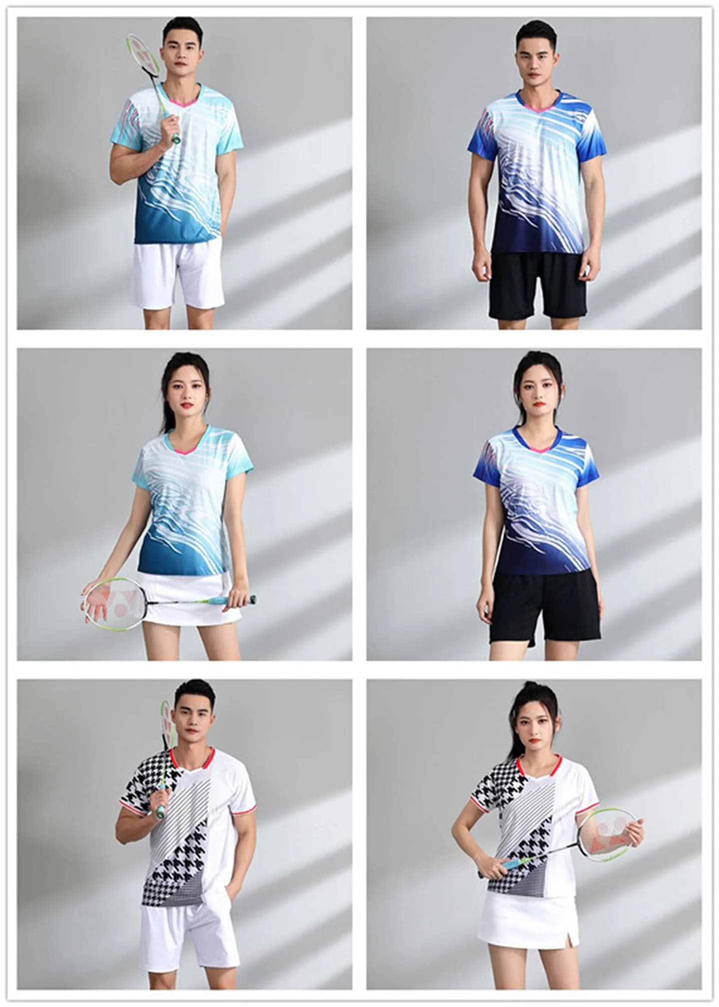 Short Sleeved Badminton Jerseys Shorts Men Women Quick Drying Sportswear Tennis Training Suit Shuttlecock Top Skirt Team Uniform