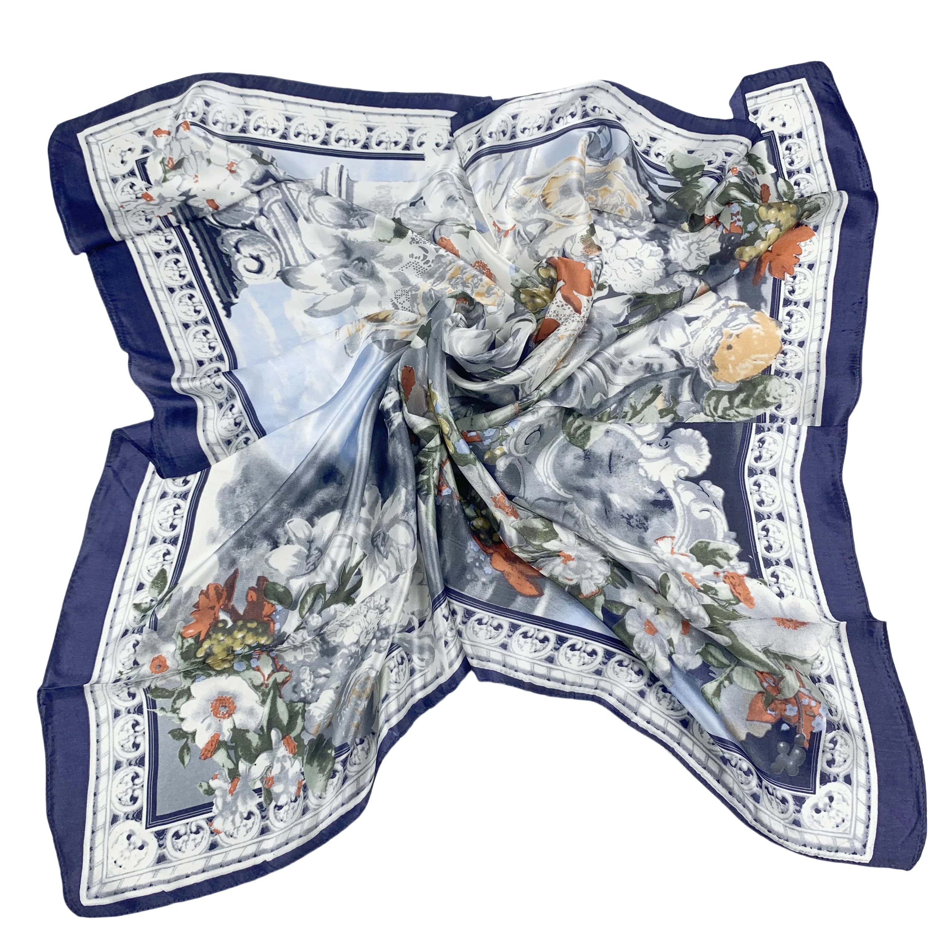 wholesale  90cm*90cm 100% pure silk scarves scarf mulberry silk  design scarf  Luxury Brand daisy oil painting print