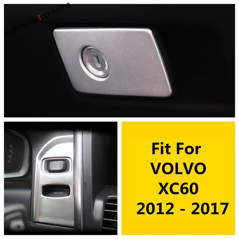 Glove Box Sequin Decoration Frame Start Stop Engine Push Button Key Ring Cover Trim For VOLVO XC60 2012 - 2017 Car Accessories