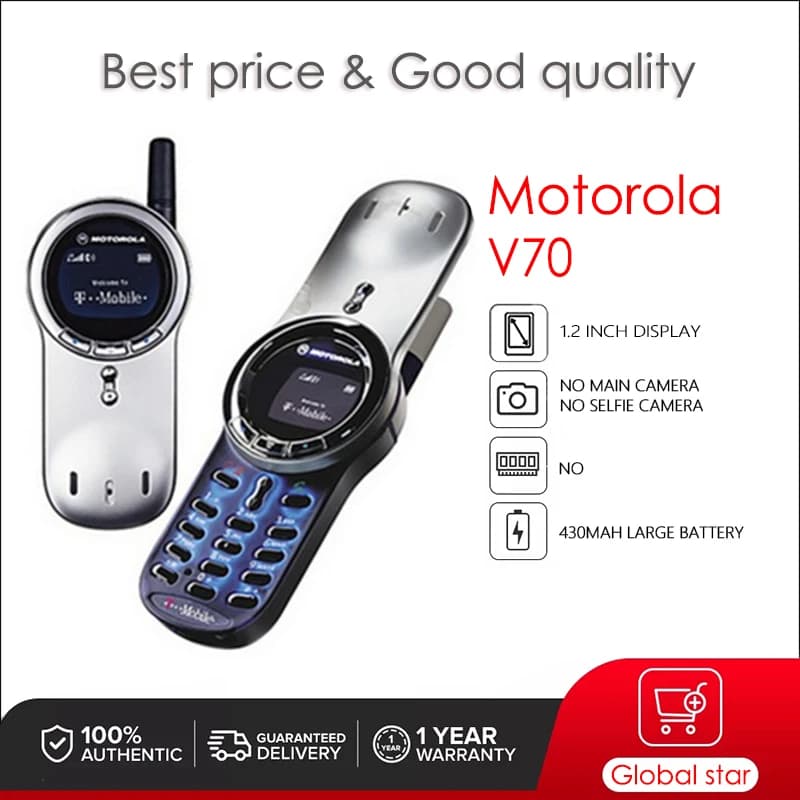 Original Motorola V70 Unlocked Refurbished Mobile Phone GSM 900 / 1800  Good Quality With 1 Year Warranty Only support English