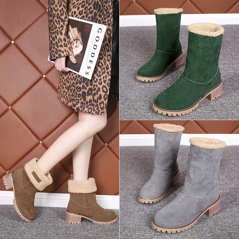 Women Ankle Boot Warm Plush Winter Shoes For Woman Wedges Boots High Heels Ladies Boot Women Leather Snow Boots Winter Shoes