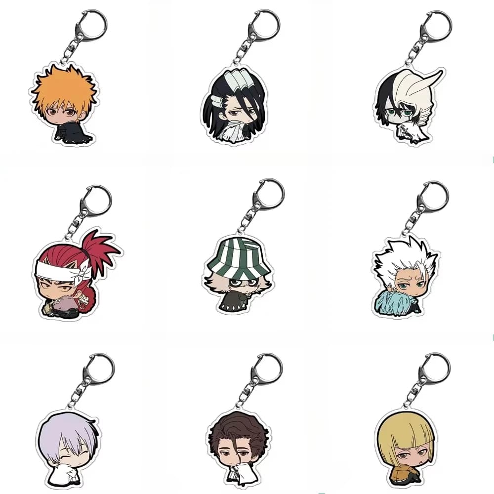 1pc Anime Keychain Bleach Kurosaki Ichigo Kuchiki Rukia Cartoon Figures Acrylic Pendants Bag Accessories