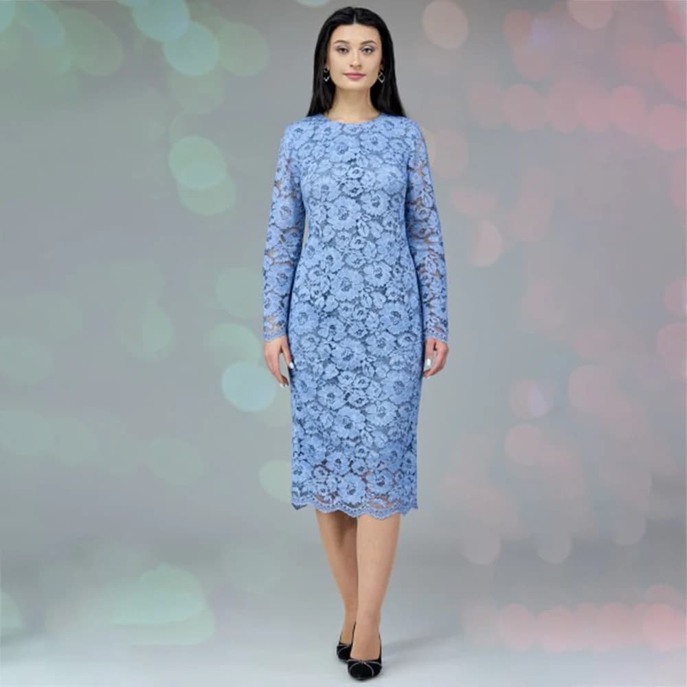 Light Blue Mother Of The Bride Dresses Customized Long Sleeves Tea Length Lace Groom Mother Dresses Plus Size Zipper Back