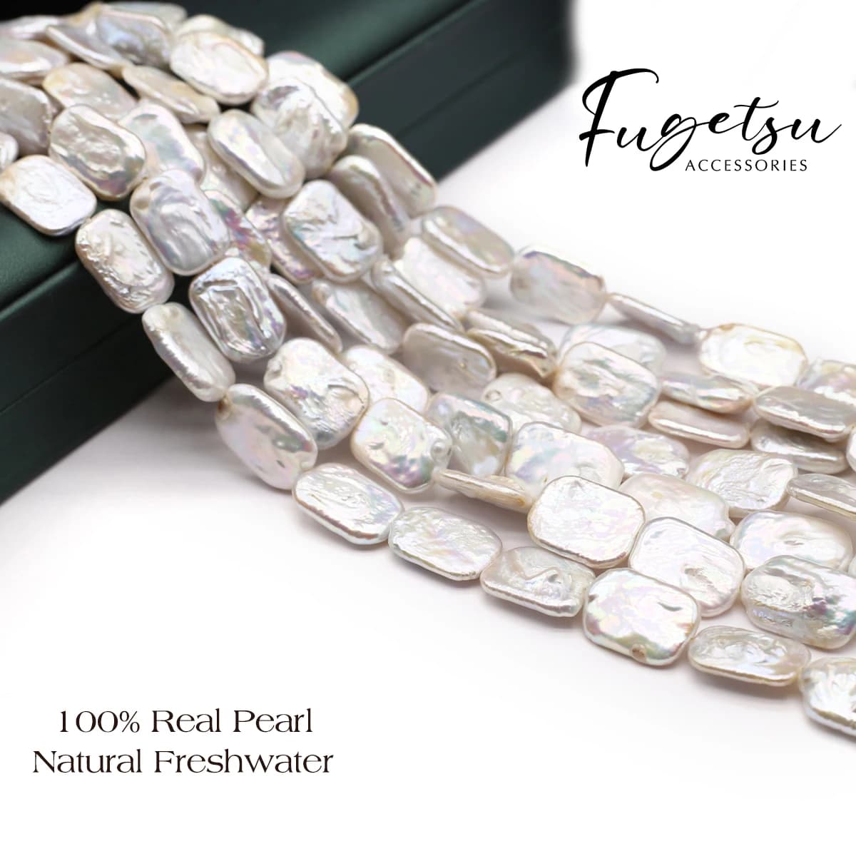 1string Baroque Natural Freshwater Pearl Square Shape Beads Charms for DIY Women Men Necklace Jewelry Making Accessories