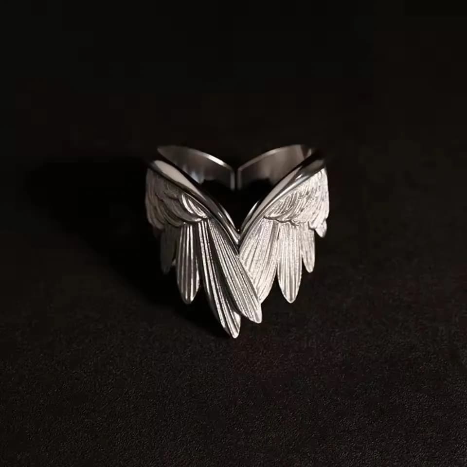 Retro Angel Wings Ring For Women Girls Punk Gothic Adjustable Open Ring Handmade Designer Jewelry Accessories Gift e783