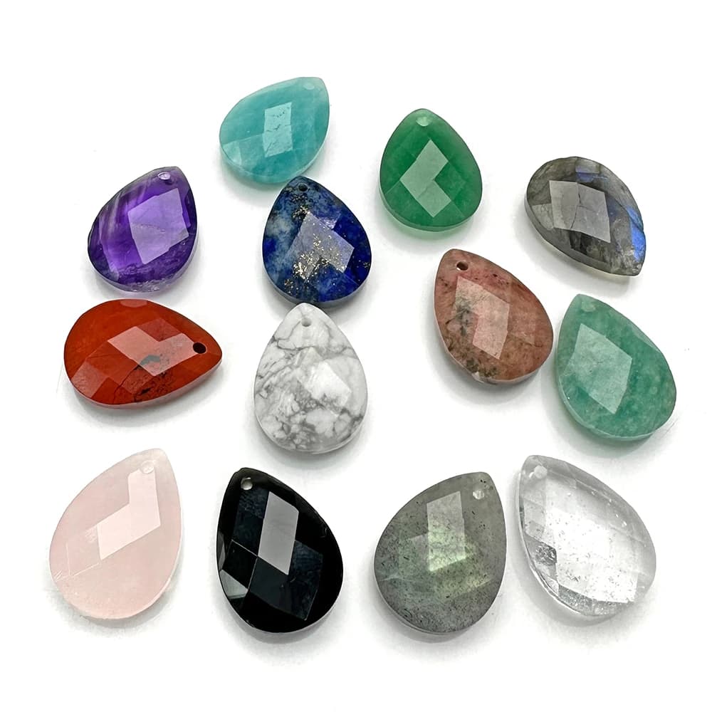 5PCS 13X18MM Faceted Water Drop Shape Quality Natural Stone Pendant Gem Charm for Jewelry Making Necklace Earring Bracelet DIY
