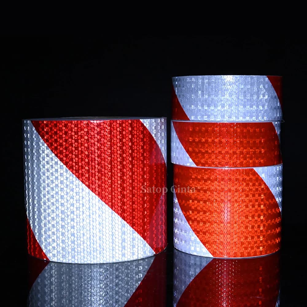 5M Twill Reflective Material Left Right Red White Tapes Waterproof Self-Adhesive Reflectors Safety Conspicuity Stickers For Cars