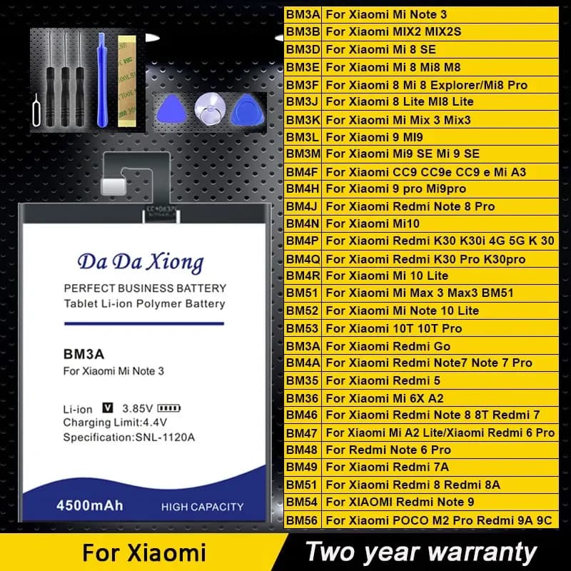 DaDaXiong Battery For Xiaomi Mi Mix Max 2 3 5 6 8 Lite Pro 9 SE CC9 5X 2S 10T POCO Note 6 8A BM3A BM3B BM3D BM3E BM3F BM3J BM3L