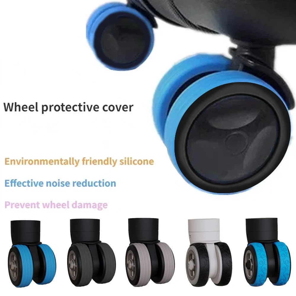 4PC Silicone Suitcase Wheel Protection Case With Silent Sound Travel Luggage Caster Shoes Reduce Noise Trolley Box Casters Cover