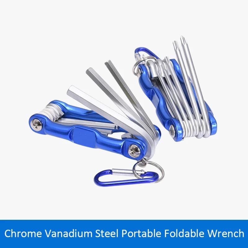 8-in-1 Folding Hexagonal Wrench CR-V Material Multi-functional Folding Wrench for Cycling/work Portable Hand Tool Set