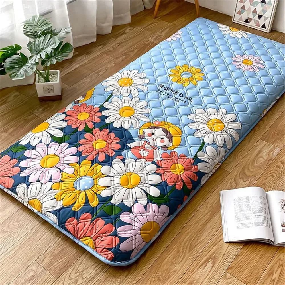 New Pattern Portable Folding Bed Mattress Comfortable Cushion on Floor Soft Single Mattress for Students Men Women
