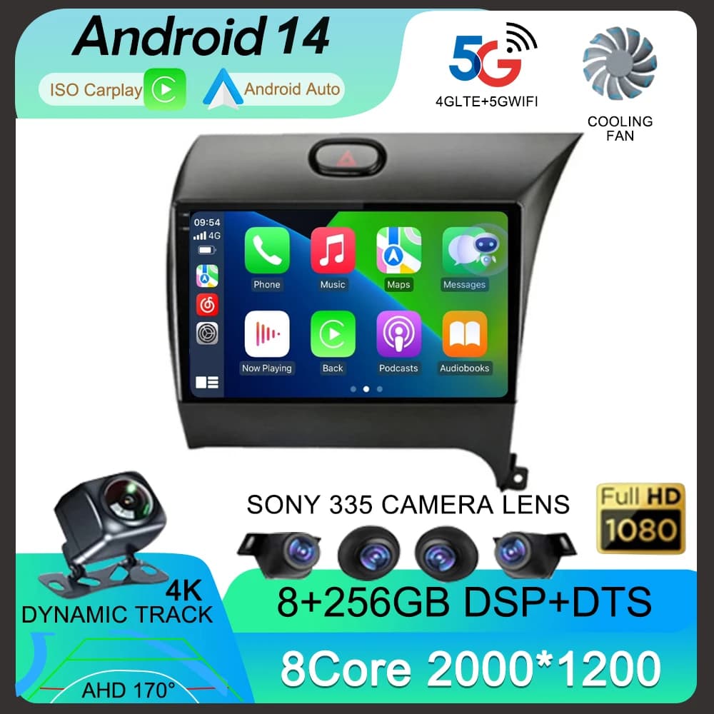 Android 14 Carplay Auto For Kia K3 Cerato Forte 2013-2017 RHD Car Radio Navigaion GPS Multimedia Video Player 2din DVD Head Unit