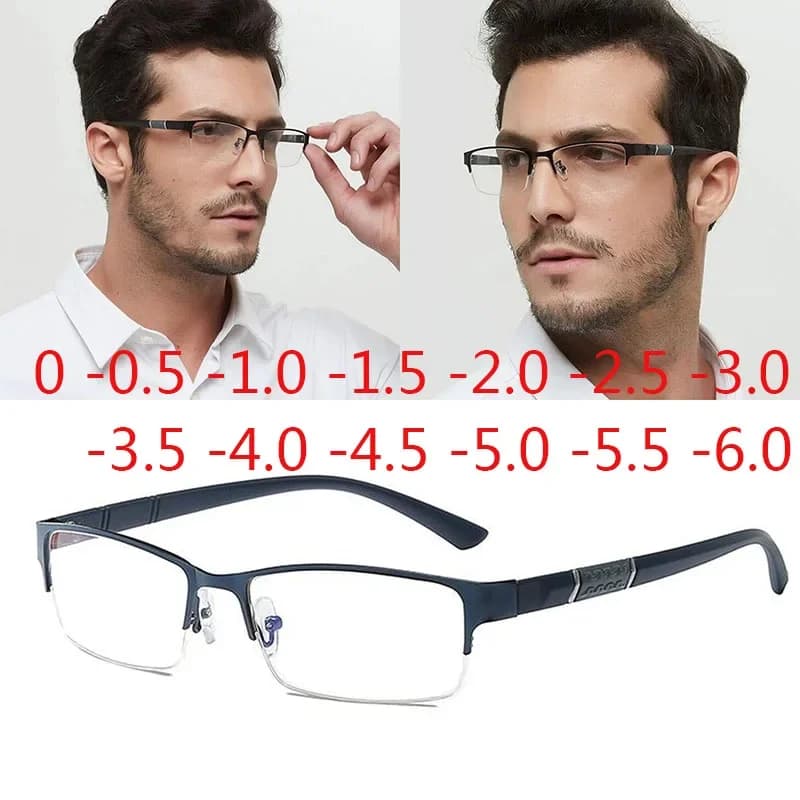 New Half Metal Frame Nearsighted Glasses Unisex Prescription Myopia 0 -0.5 -1 -1.5 -2 -2.5 -3 -4 -5 -6 Unisex óculos de leitura