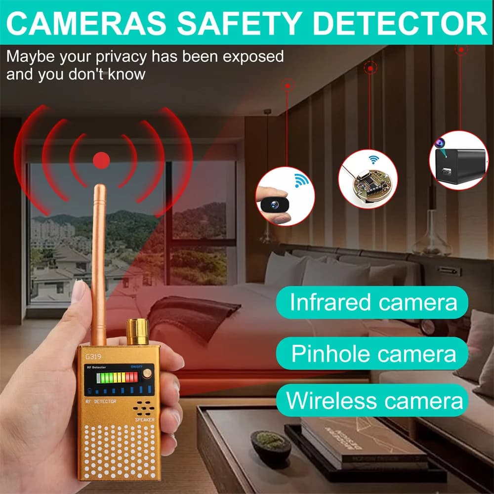 G319 Multi-function Hidden Camera Detector Bug Spy-Camera GSM Finder GPS Signal Lens RF Locator Tracker Detects Wireless Scanner