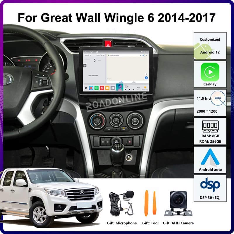 11.5" Android 12 For Great Wall Motor Wingle6 Wingle 6 2014-2017 2000*1200 Car Stereo Radio Receiver Multimedia Player CarPlay
